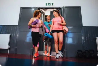 Women leaving gym